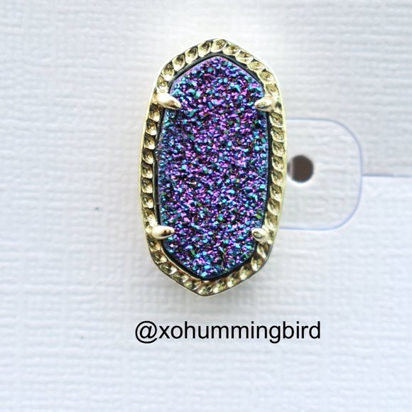 Kendra Scott | Ellie Gold Stud Earrings in Multicolor Drusy - Picture 4 of 6